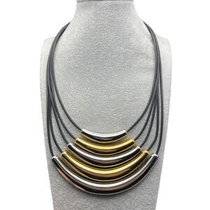 Lia Sofia Kiam Family multi strand necklace gold silver tone corded necklace